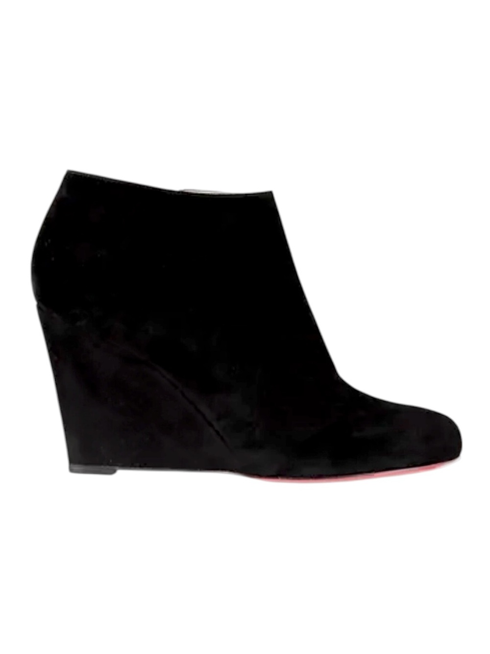 Christian Louboutin Belle Zeppa Wedge Ankle Boots – Black Suede Size 39